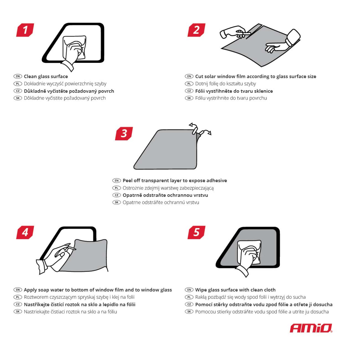 Window tint film "Dark Silver" 15% 0.75x3 m AMIO-01659