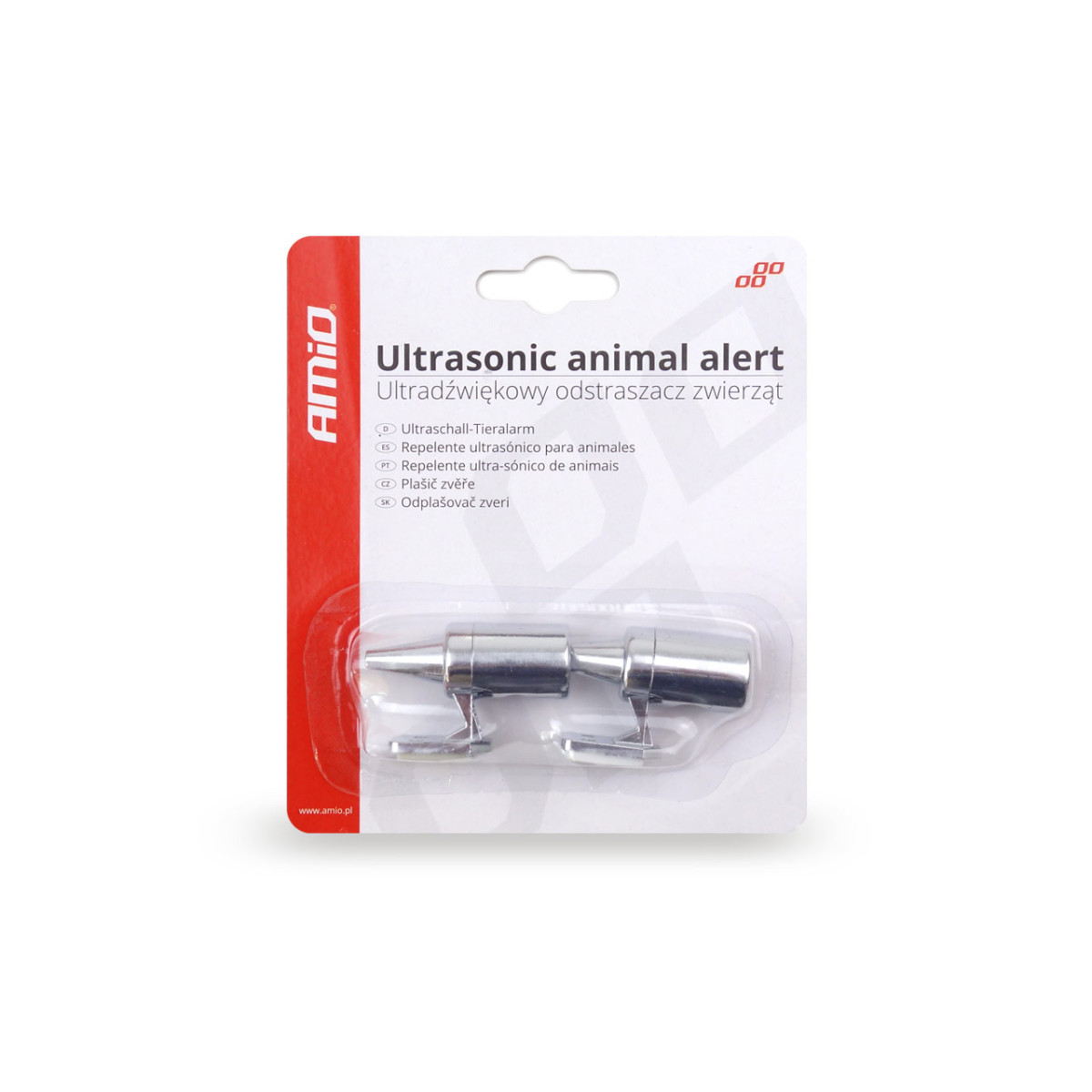 Ultrasonic wild animal repeller, chrome, 2 whistles AMIO-02454
