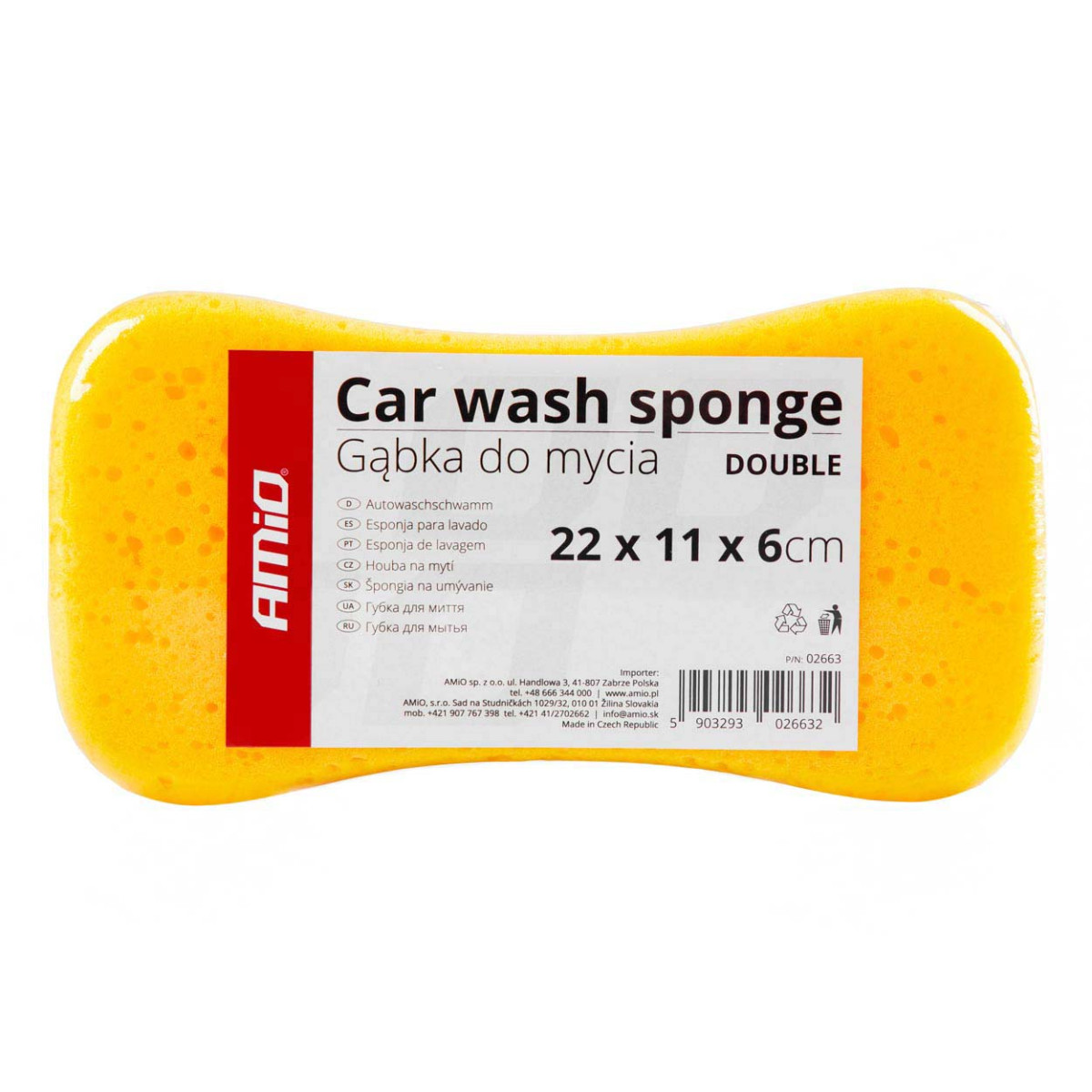 Car wash sponge AMiO DOUBLE 22x11x6 cm