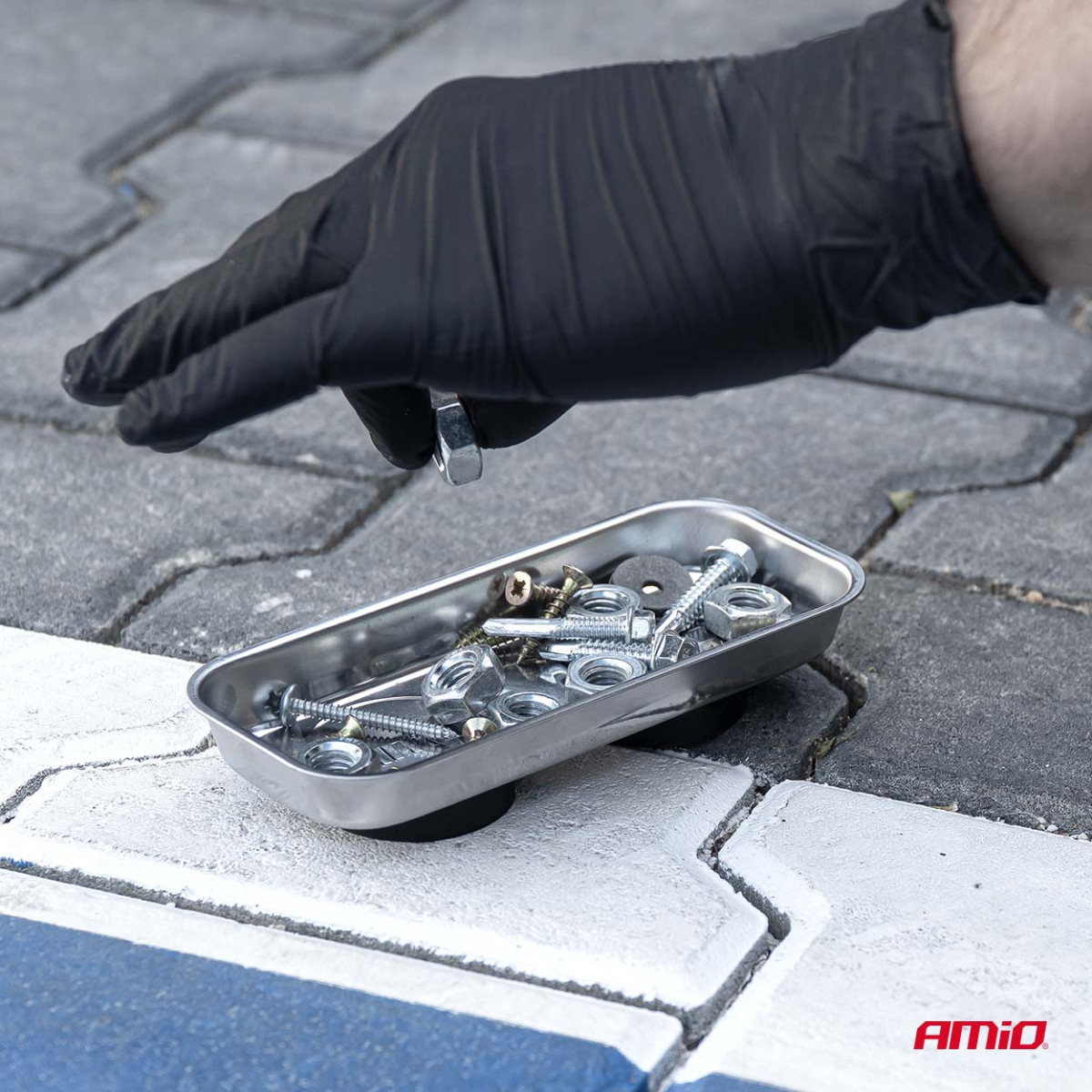 Stainless steel magnetic tray 150×65×27 mm AMIO-04917