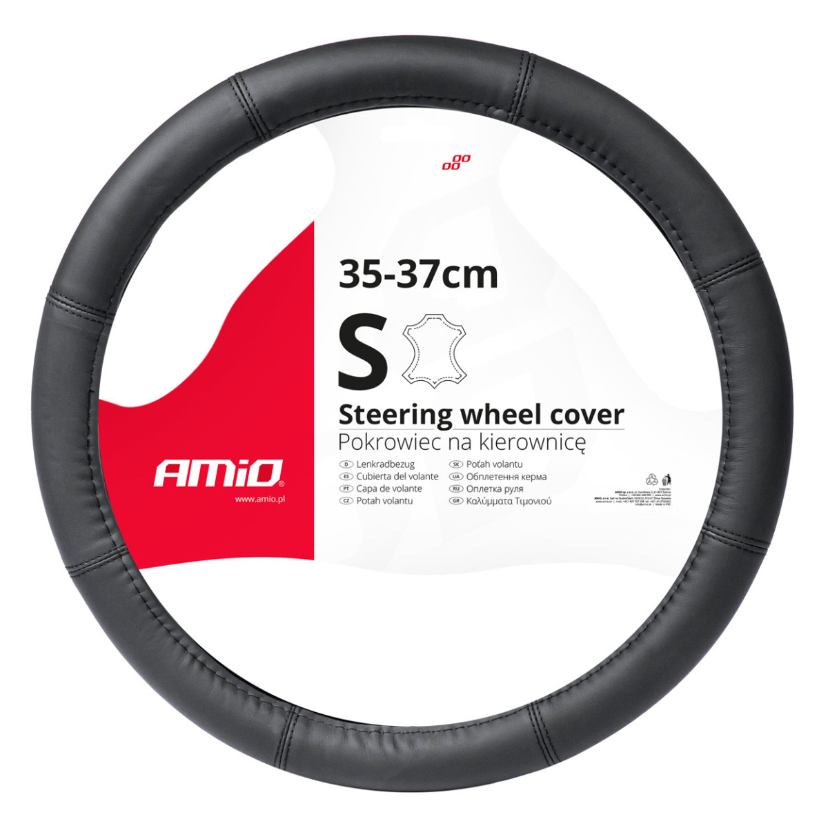 Car steering wheel cover 35-37 cm, genuine leather, SWC-48-S