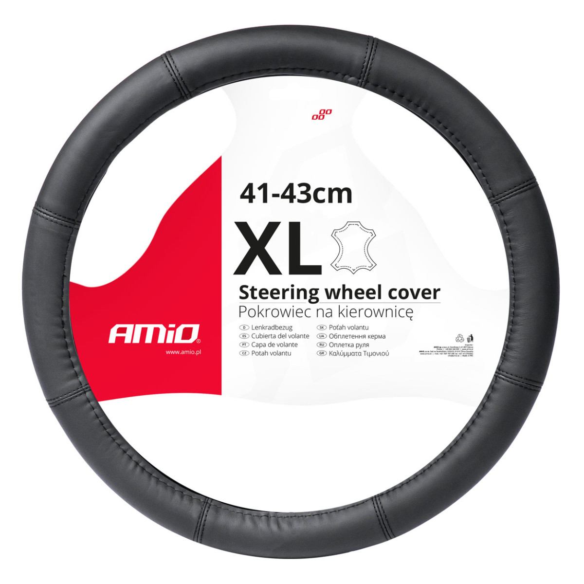 Car steering wheel cover 41-43 cm, genuine leather, SWC-48-XL