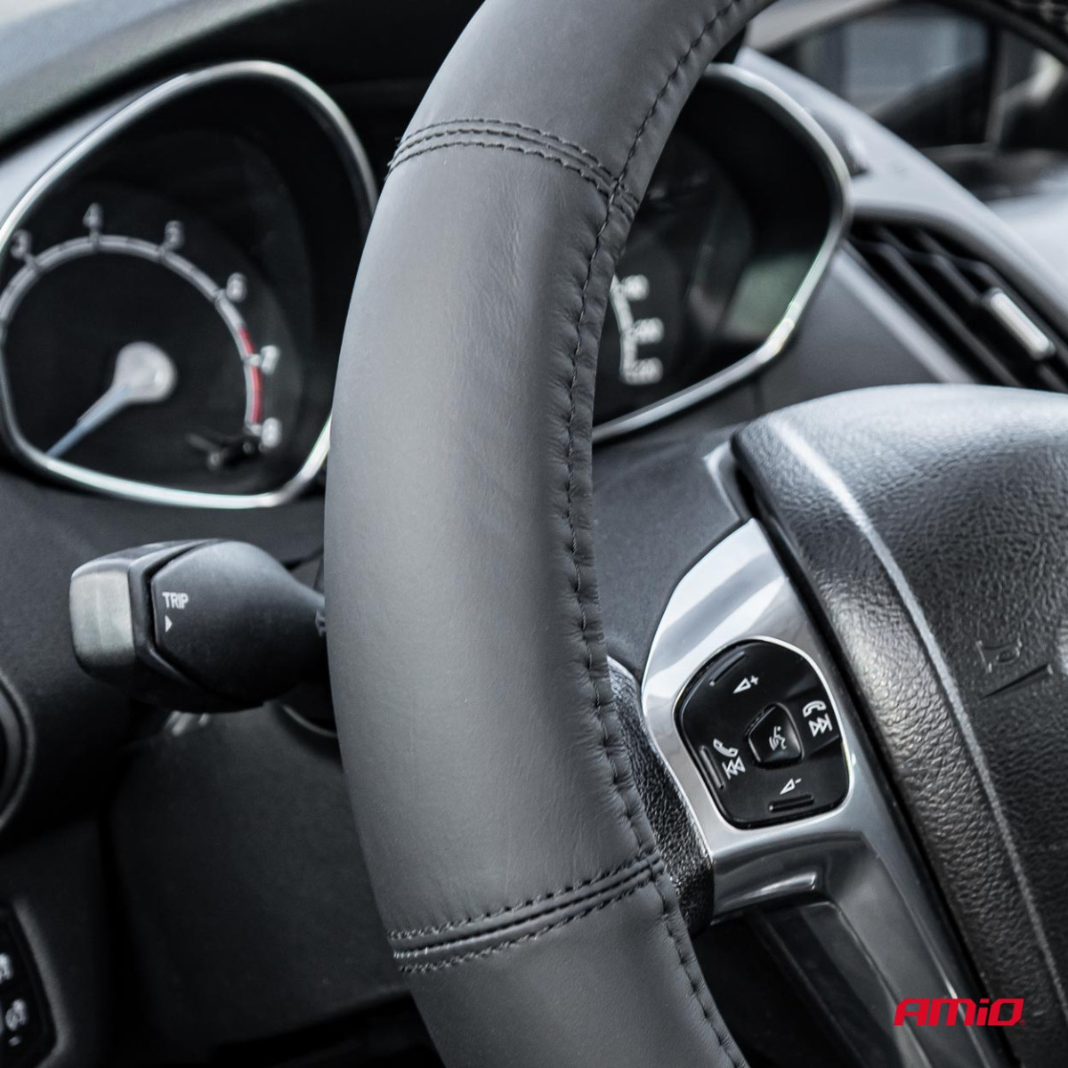 Car steering wheel cover 41-43 cm, genuine leather, SWC-48-XL
