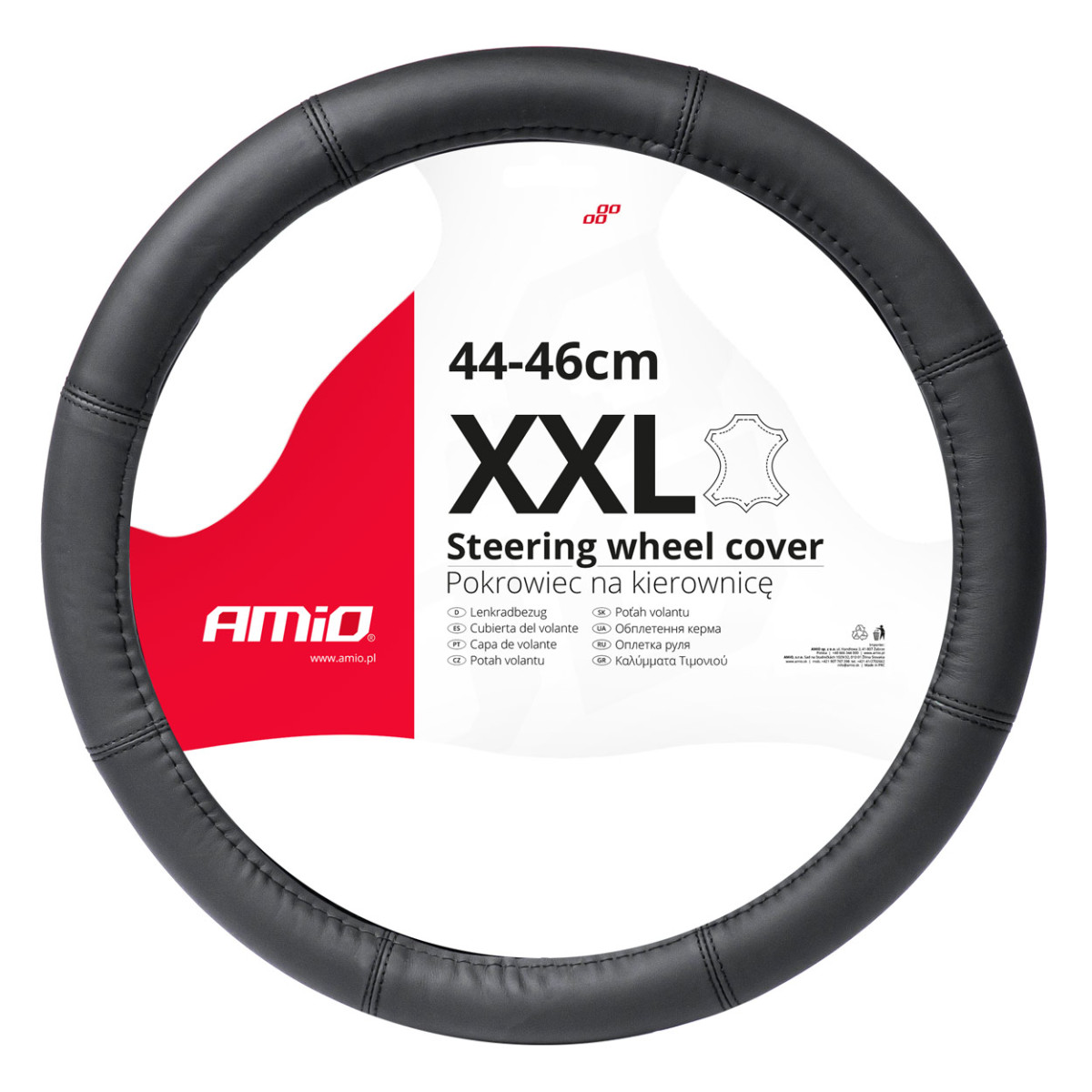Car steering wheel cover 44-46 cm, genuine leather, SWC-48-XXL