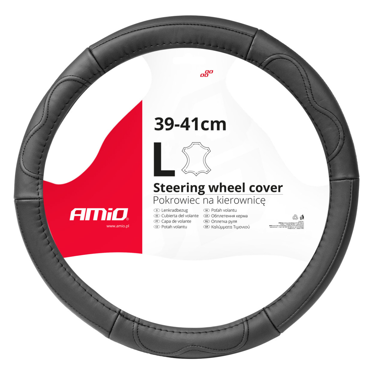 Car steering wheel cover 39-41 cm, genuine leather, SWC-49-L