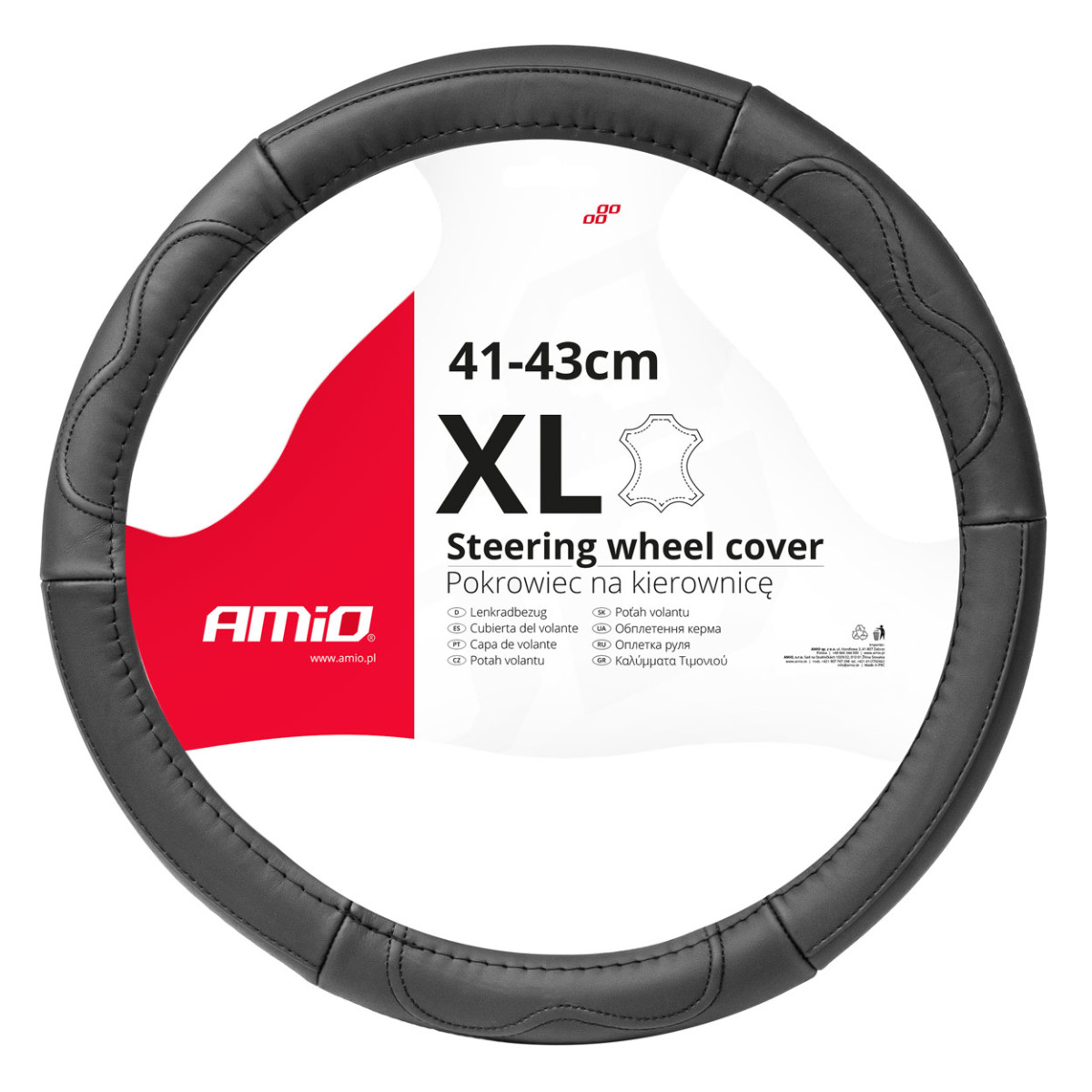 Car steering wheel cover 41-43 cm, genuine leather, SWC-49-XL