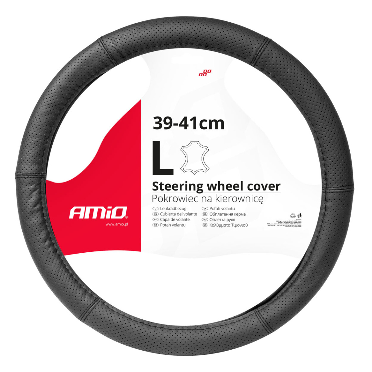 Car steering wheel cover 39-41 cm, genuine leather, SWC-50-L