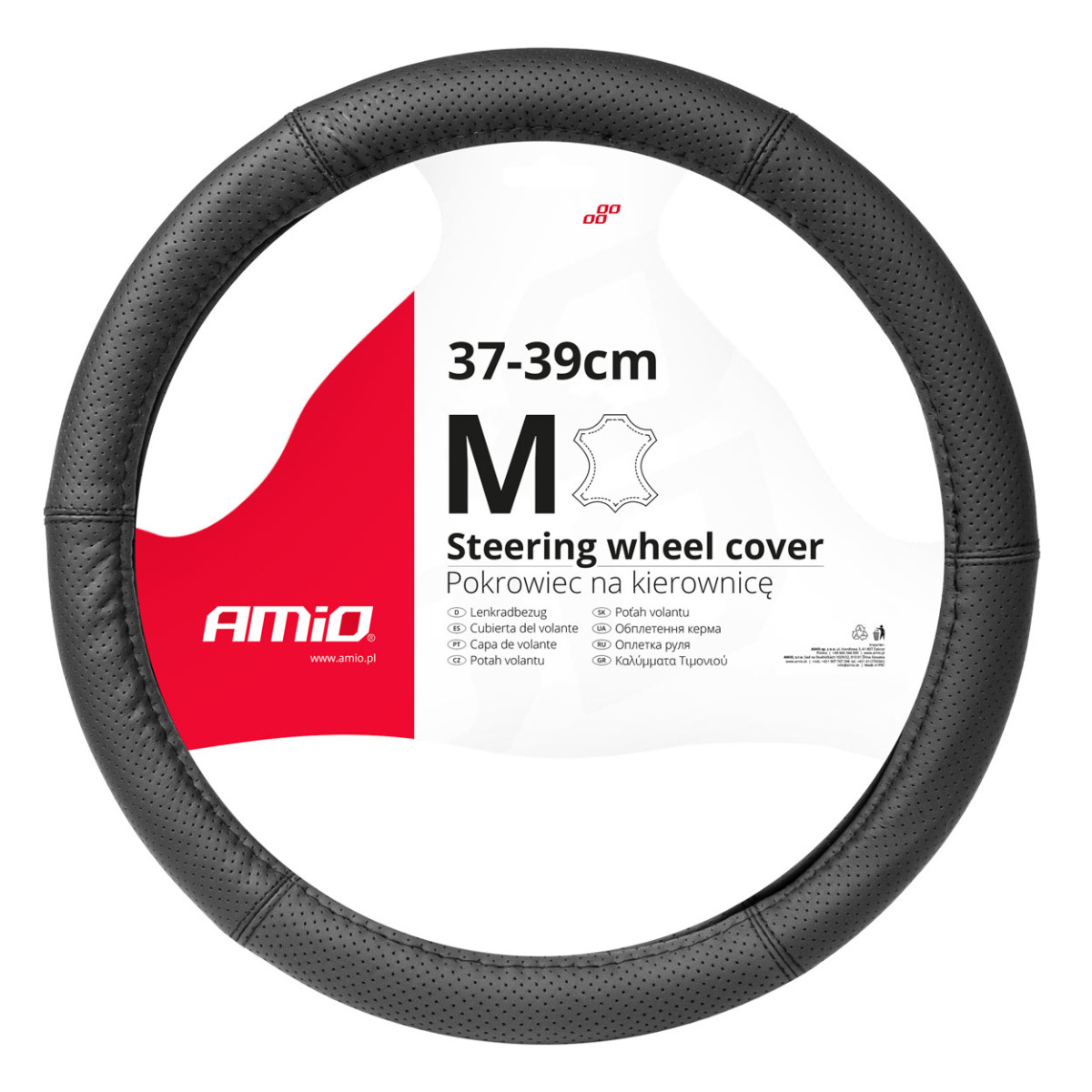 Car steering wheel cover 37-39 cm, genuine leather, SWC-50-M