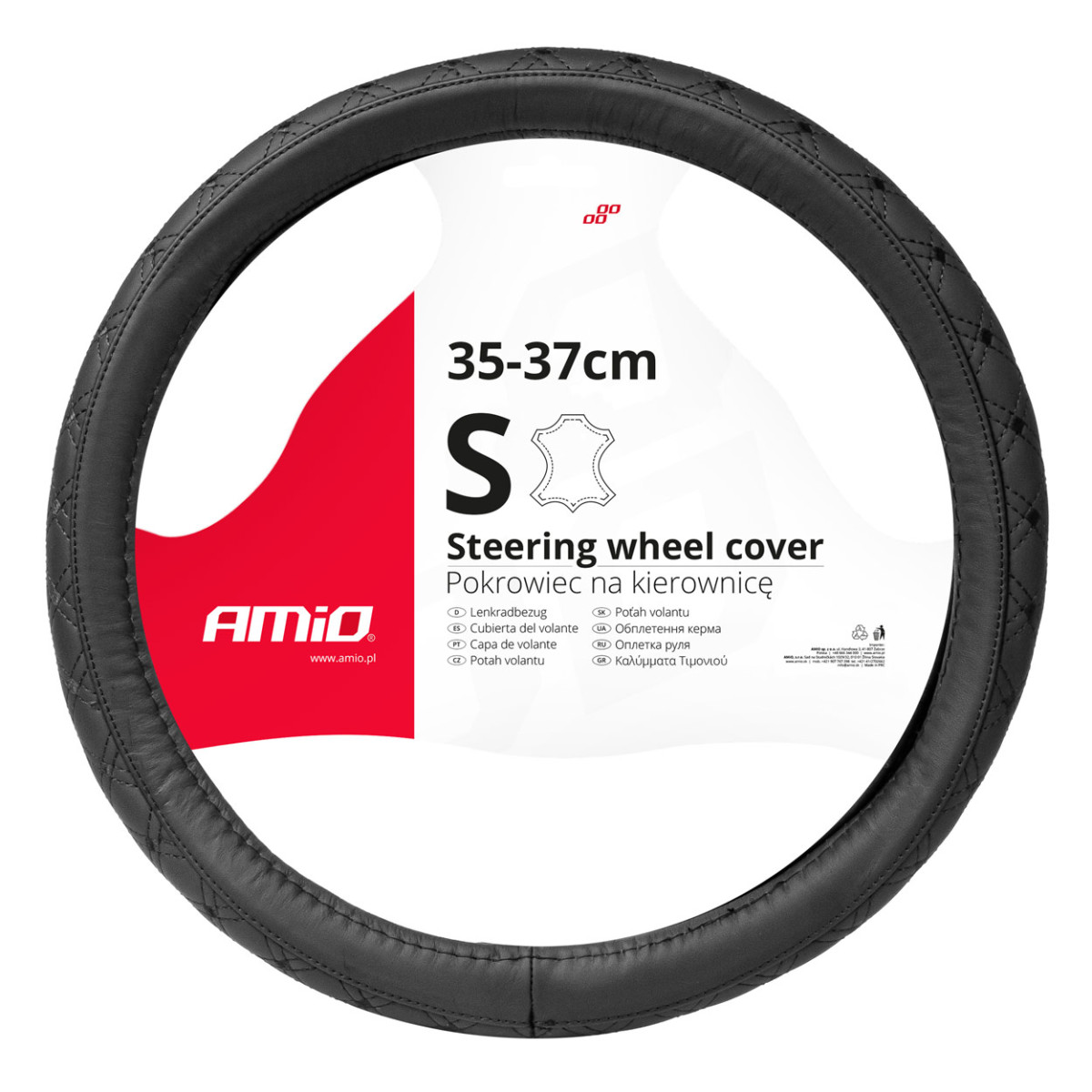 Car steering wheel cover 35-37 cm, genuine leather, SWC-51-S