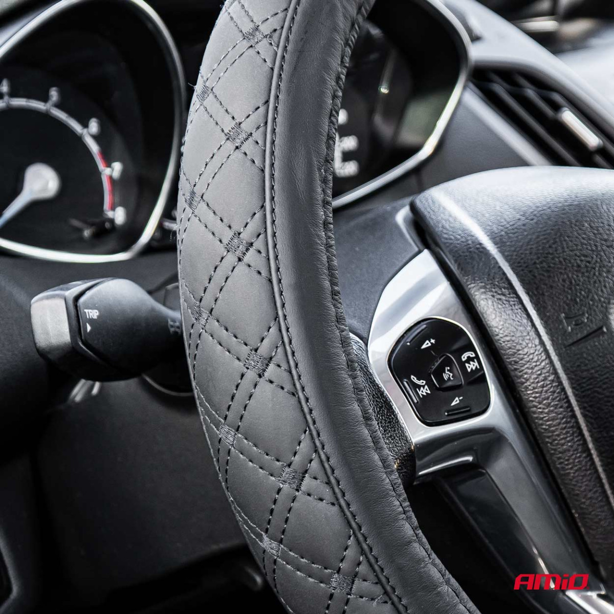 Car steering wheel cover 44-46 cm, genuine leather, SWC-51-XXL