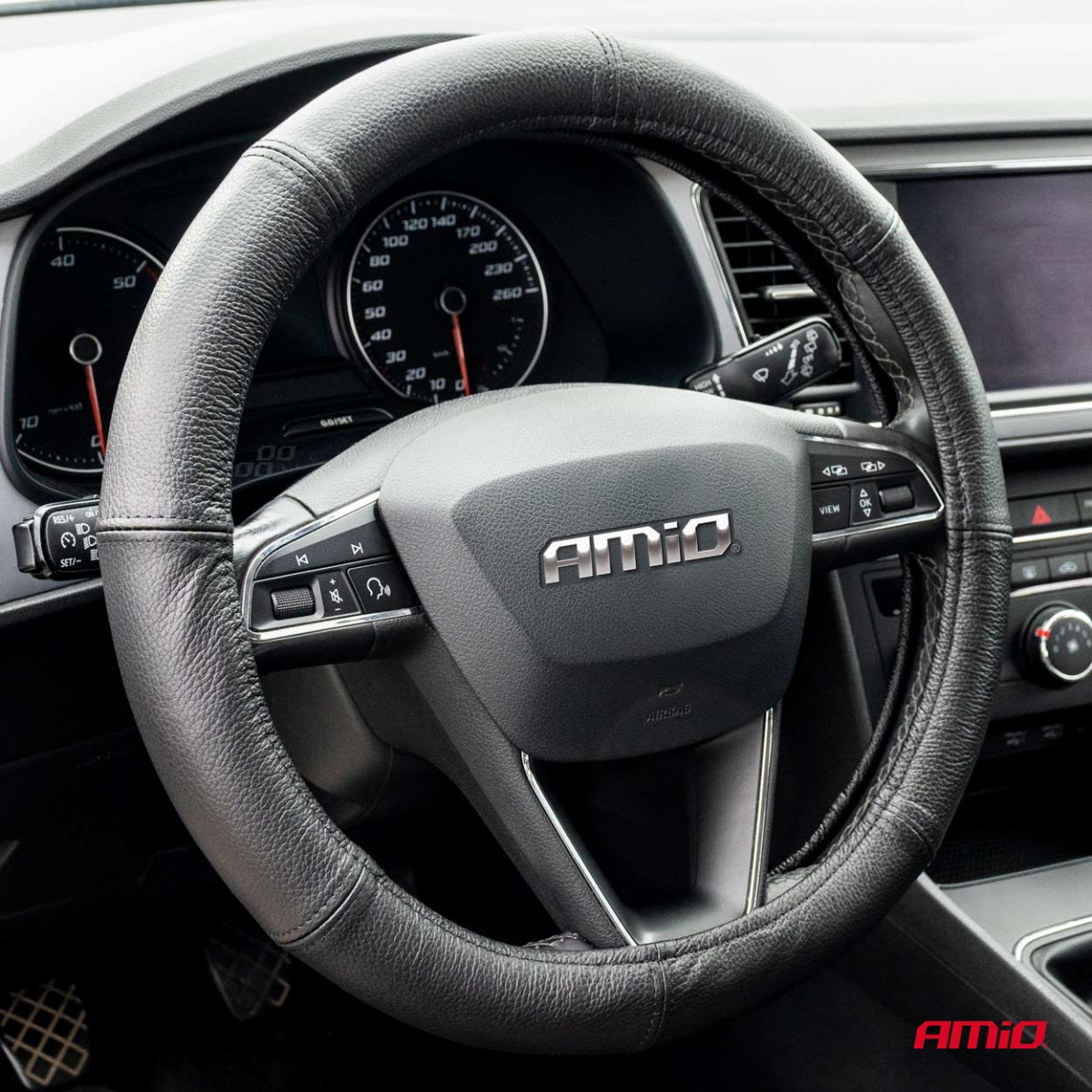 Steering wheel cover with genuine leather 44-46 cm, XXL