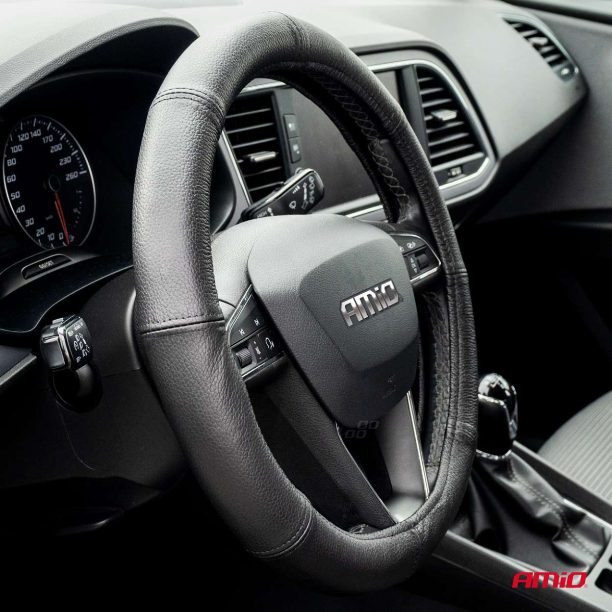Steering wheel cover with genuine leather 49-51 cm, XXXXL