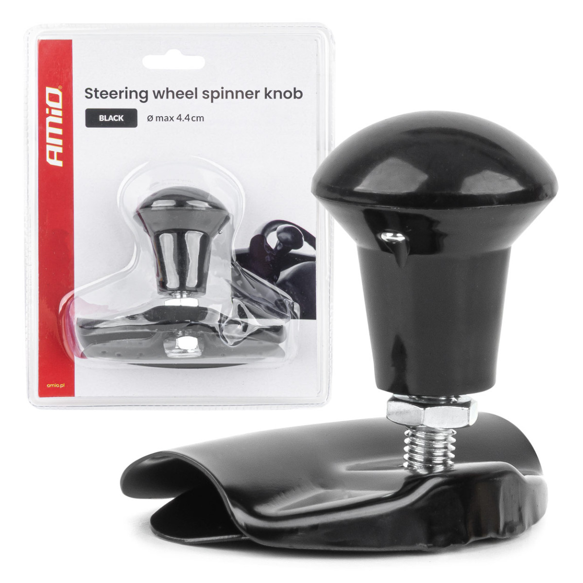 Steering wheel knob, black, AMIO-04974