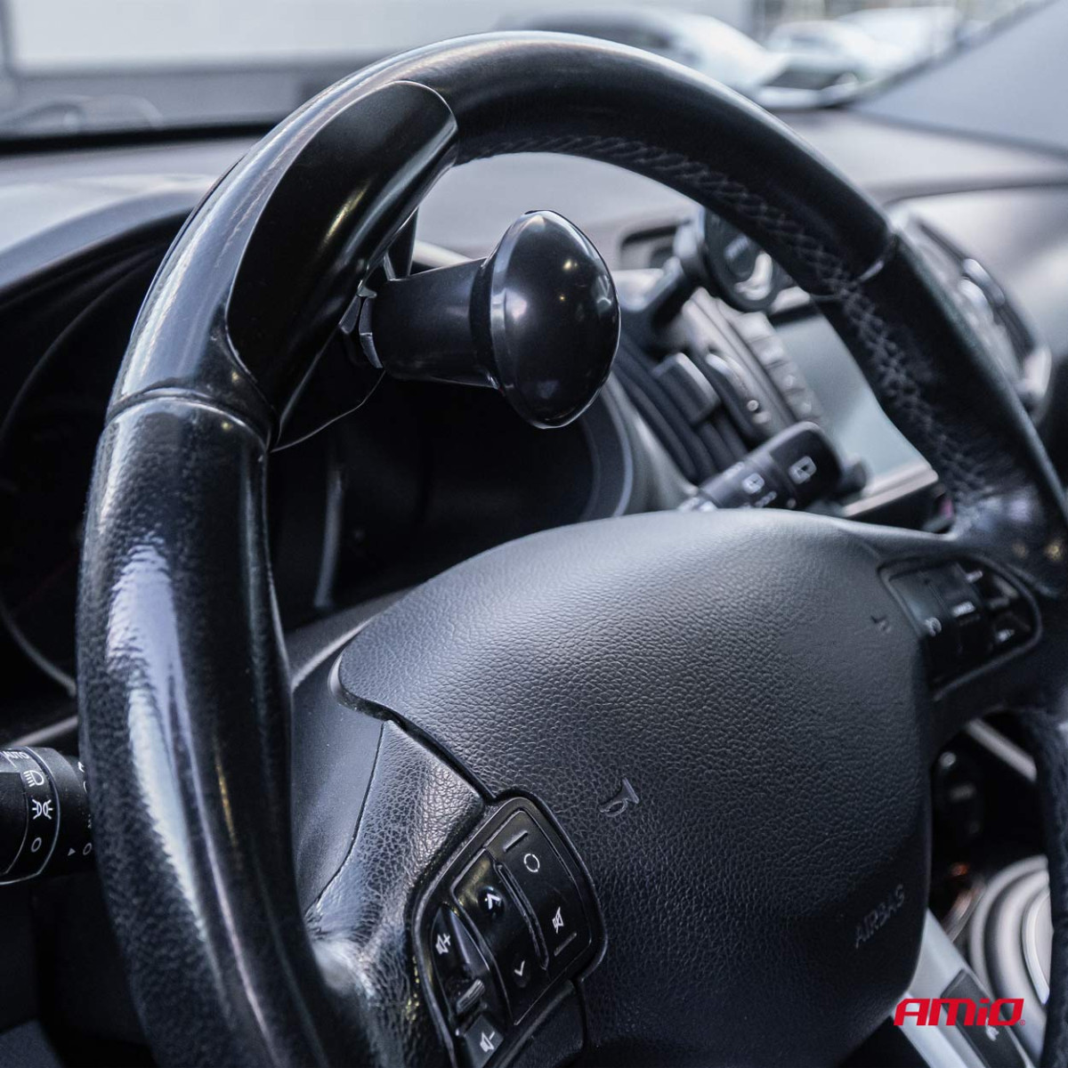 Steering wheel knob, black, AMIO-04974