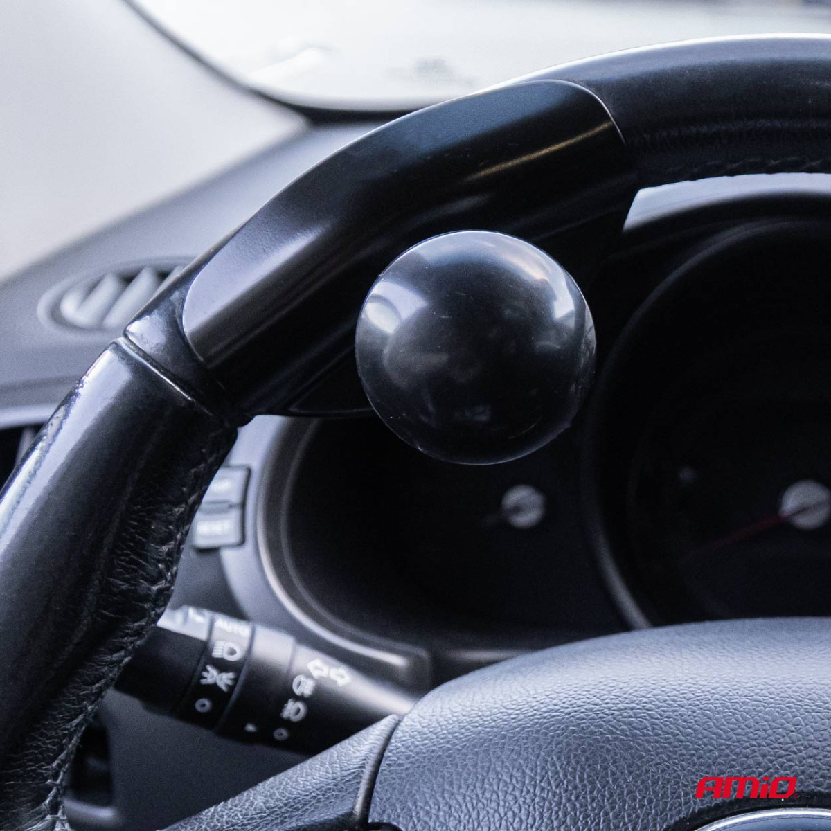 Steering wheel knob, black, AMIO-04974