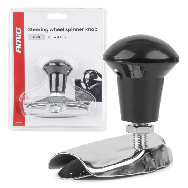Steering wheel knob, silver, AMIO-04975
