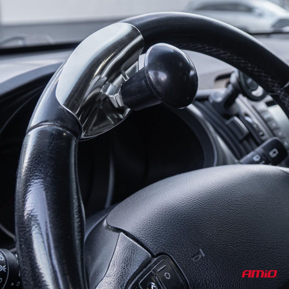 Steering wheel knob, silver, AMIO-04975