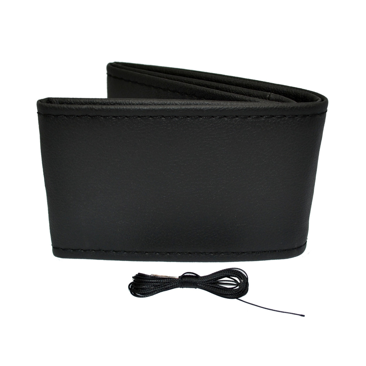 Steering wheel cover with needle and thread 38-39 cm - black / black stitching