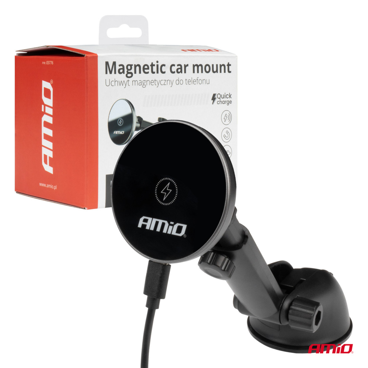 Phone holder with suction cup and wireless charger 15W My Mag AMIO-03776