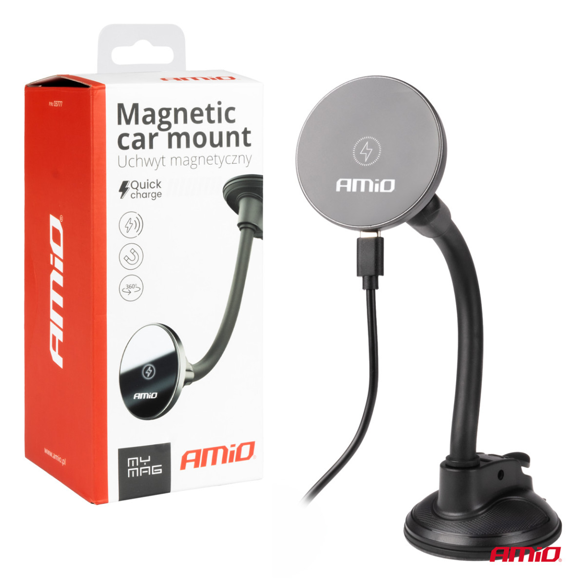 Phone holder with suction cup and wireless charger 15W My Mag AMIO-03777