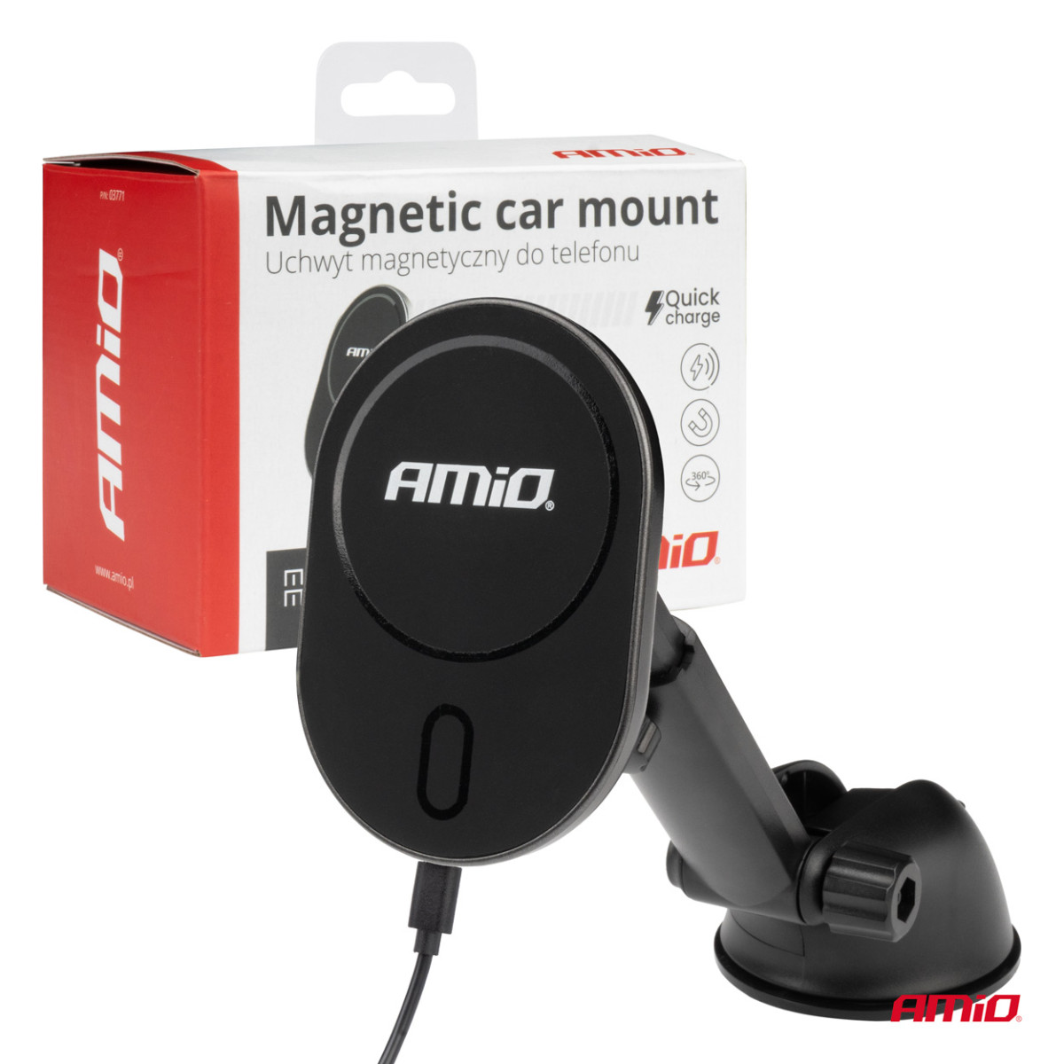 Phone holder with suction cup and wireless charger 15W My Mag AMIO-03771