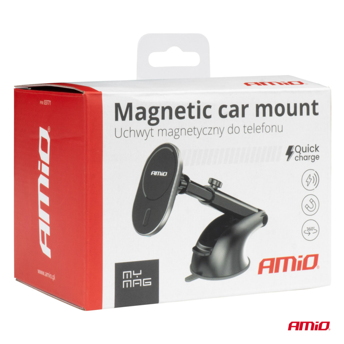 Phone holder with suction cup and wireless charger 15W My Mag AMIO-03771