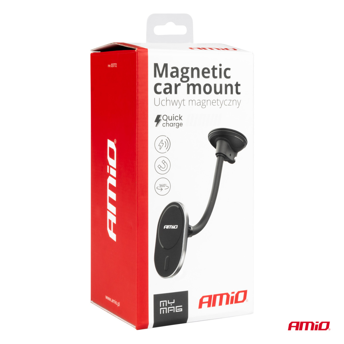 Phone holder with suction cup and wireless charger 15W My Mag AMIO-03772