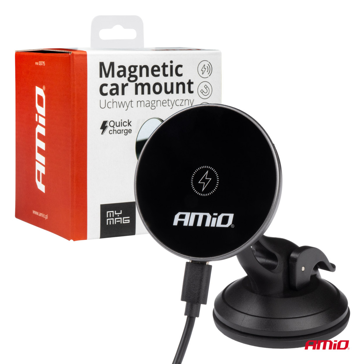 Phone holder with suction cup and wireless charger 15W My Mag AMIO-03775