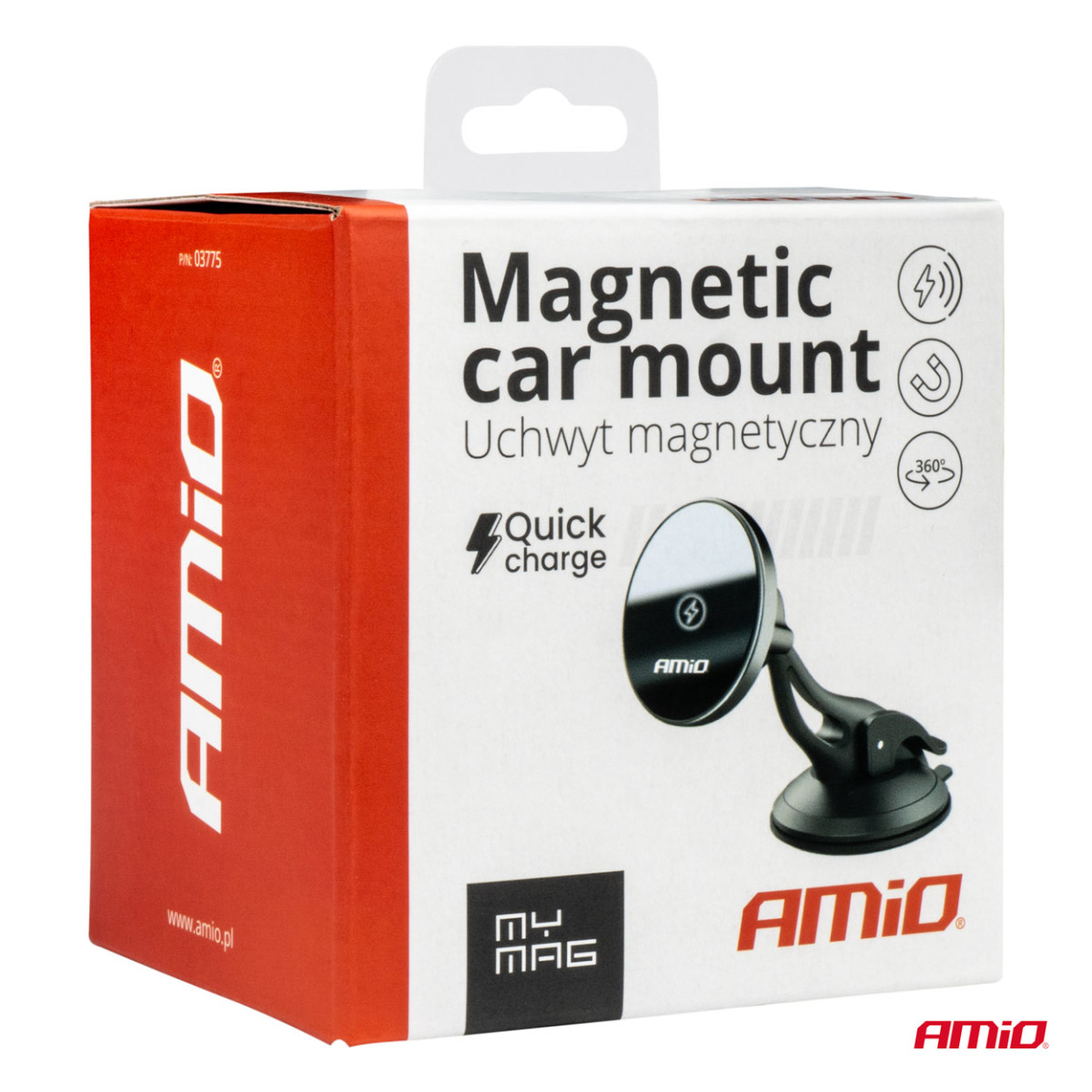 Phone holder with suction cup and wireless charger 15W My Mag AMIO-03775