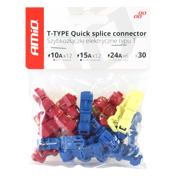 Quick connect T-type connectors – 30 pcs., AMIO-02347