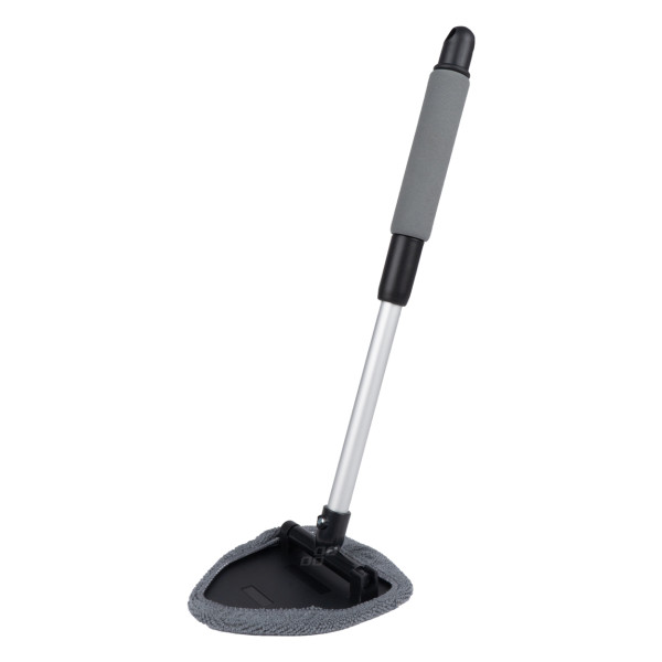 Telescopic triangular microfiber window cleaning brush