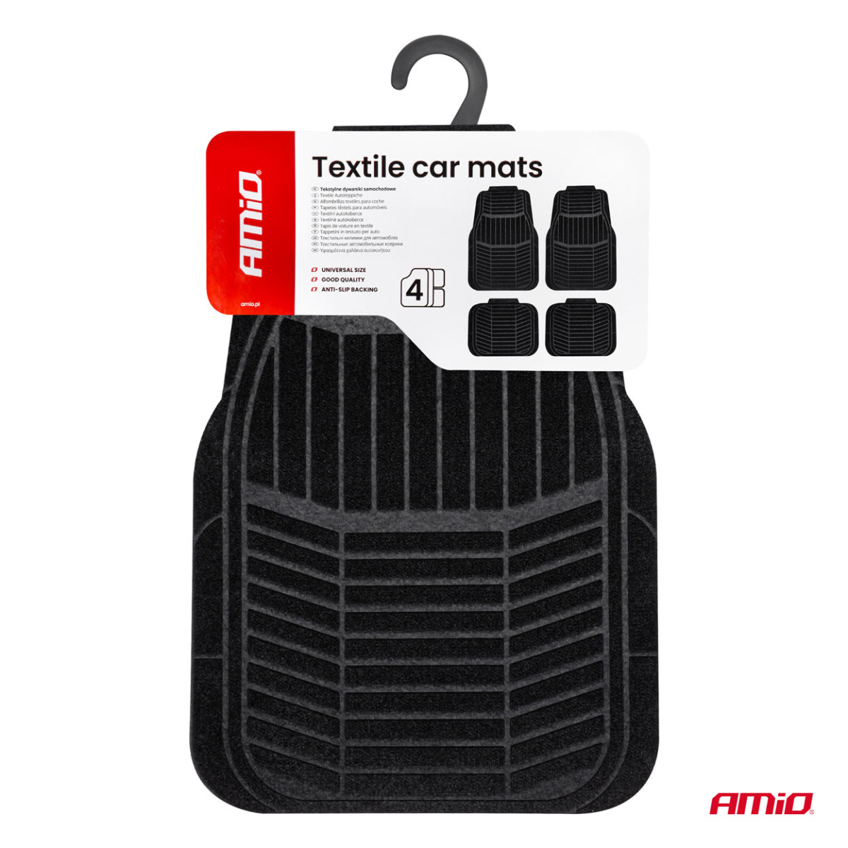 Universal textile (velour) mats TCM-01, 73x49 cm / 38.5x47 cm AMIO-04695