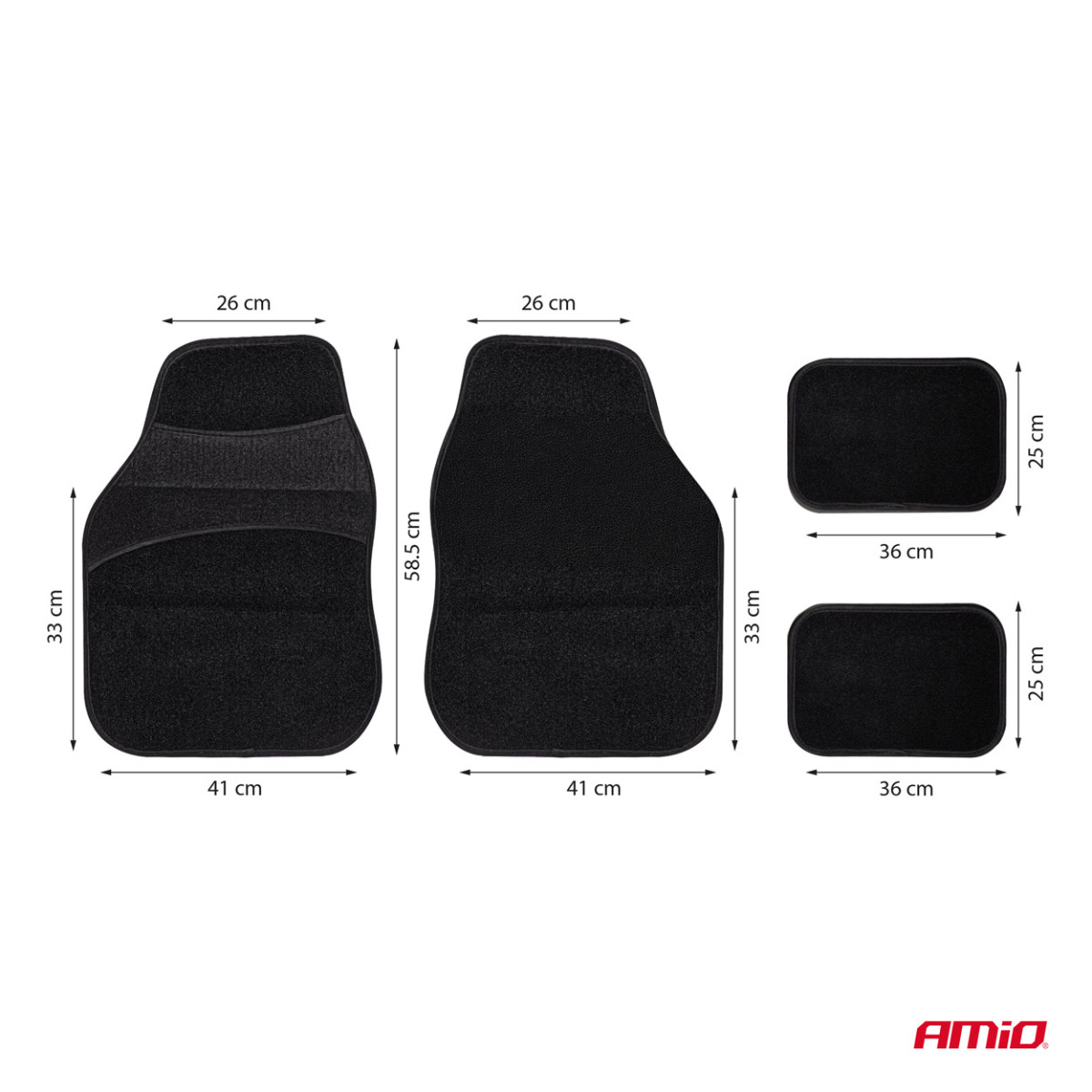 Universal textile (velour) mats TCM-02, 59x42 cm / 27x36 cm AMIO-04696