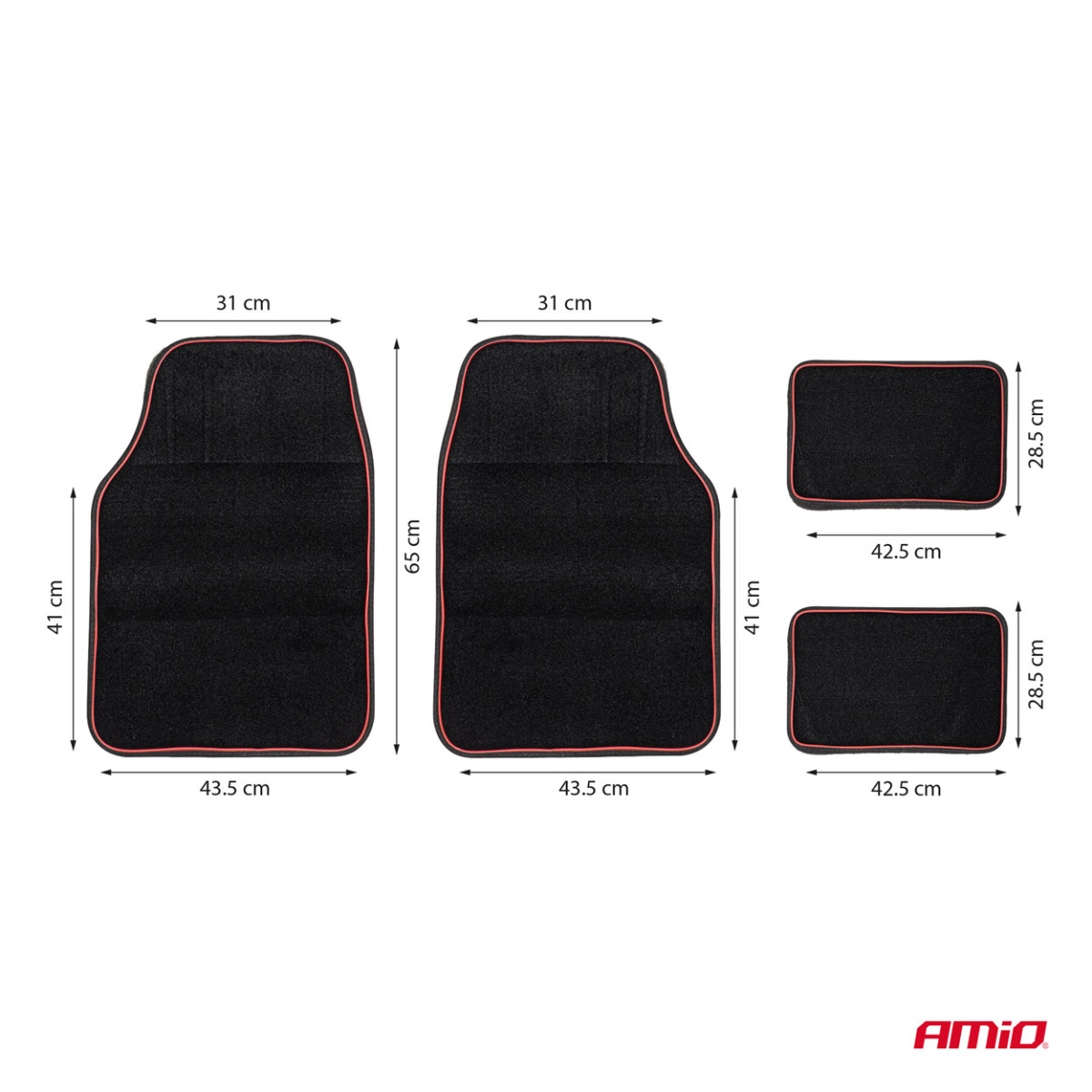 Universal textile (velour) mats TCM-03, 65×43 cm / 42×28 cm, AMIO-04697