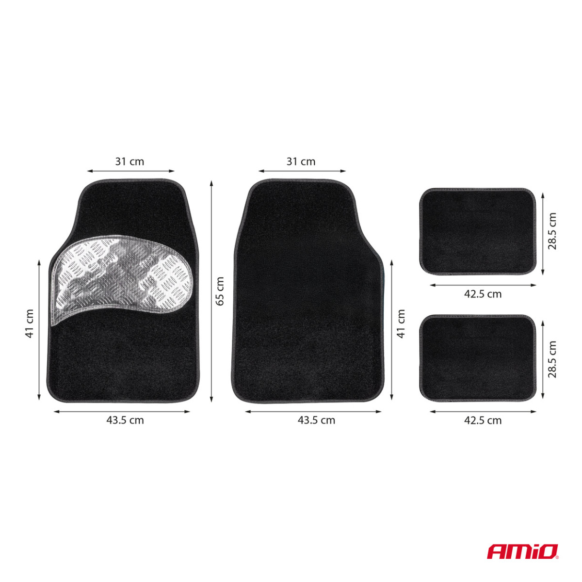 Universal textile (velour) mats TCM-06, 65×43 cm / 42×28 cm, AMIO-04700