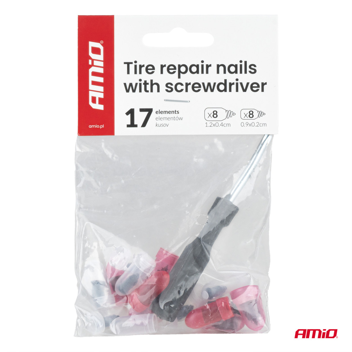 Tire repair nails with screwdriver 16 pcs., AMIO-04694
