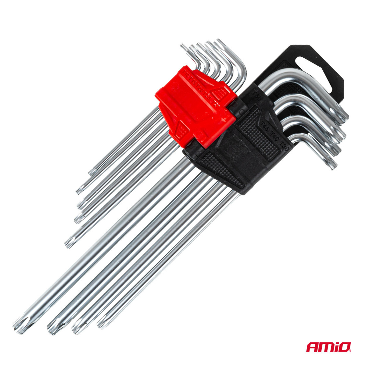 Long TORX keys, 230 mm, 9 pcs. TKL AMIO-01039