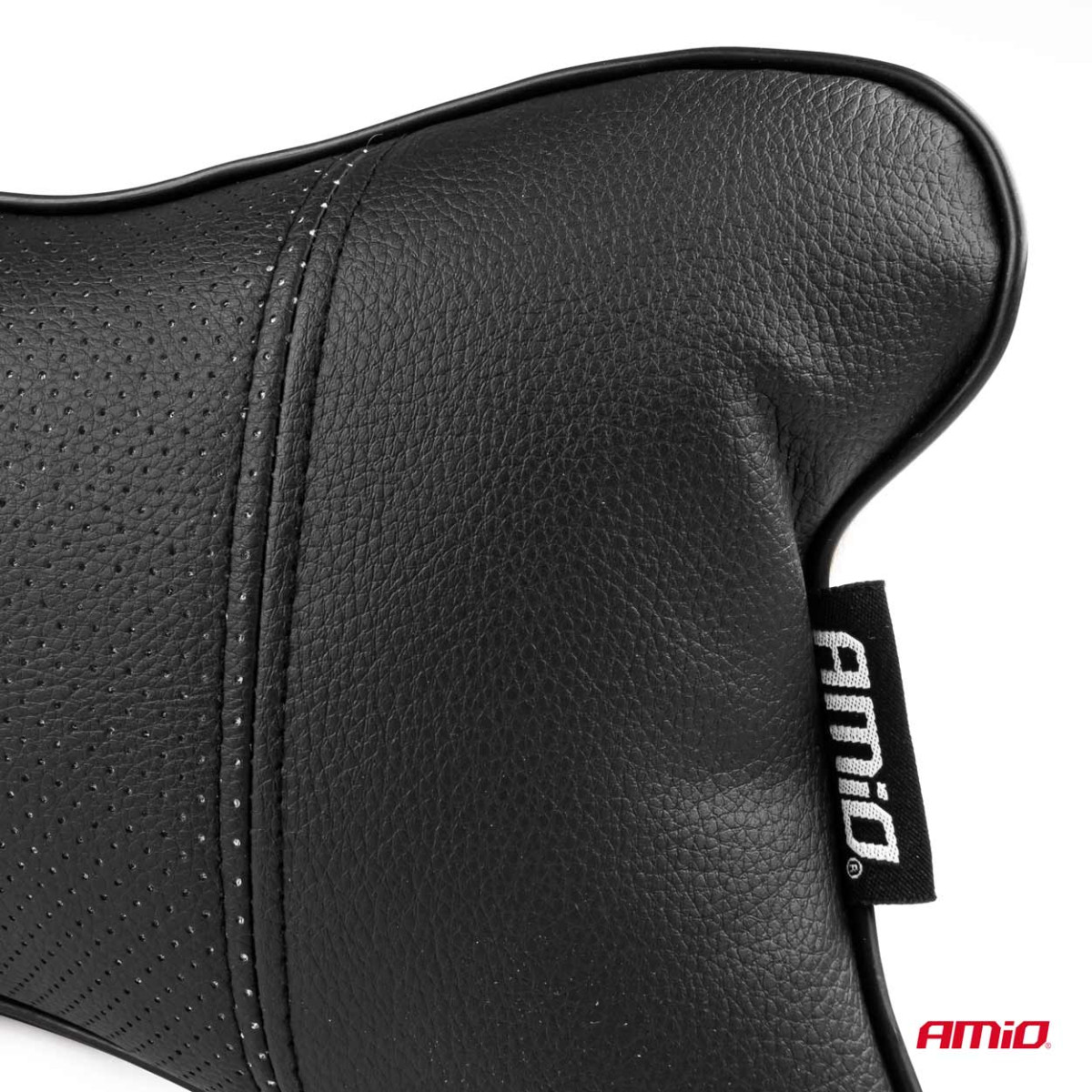Car seat headrest pillow 17x24cm, eco leather, black, CSH-07 AMIO-03130