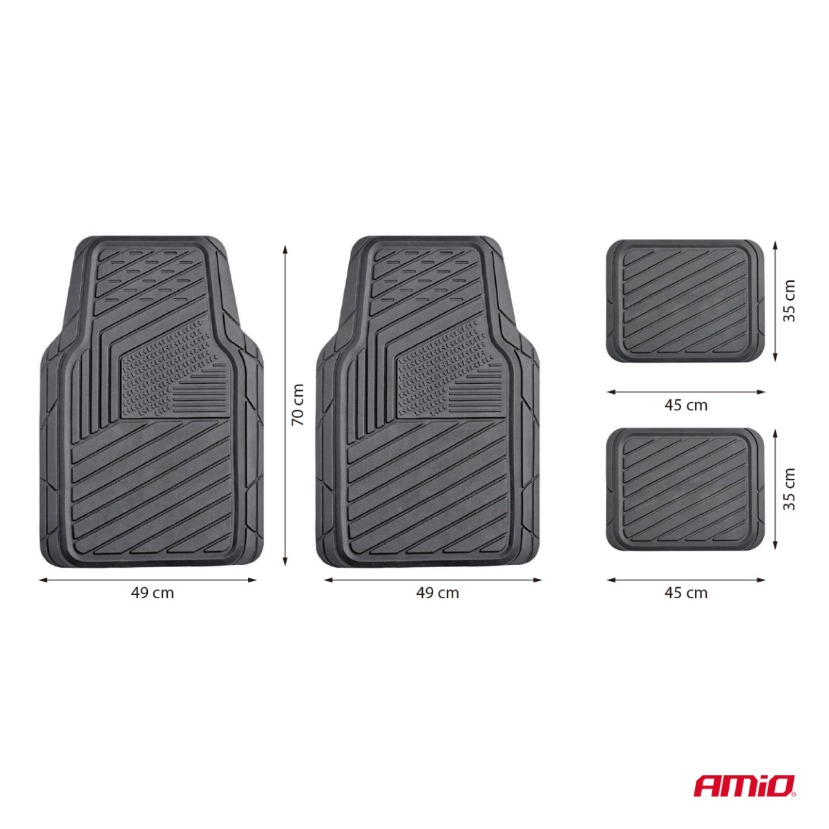 Universal car mats CM-05, 70.5x49 cm / 35x45.5 cm, AMIO-05016