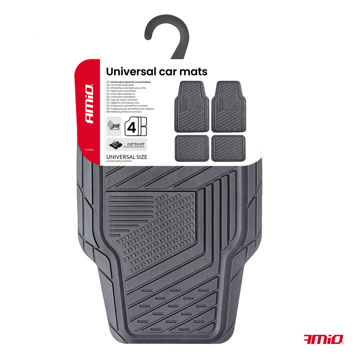 Universal car mats CM-05, 70.5x49 cm / 35x45.5 cm, AMIO-05016