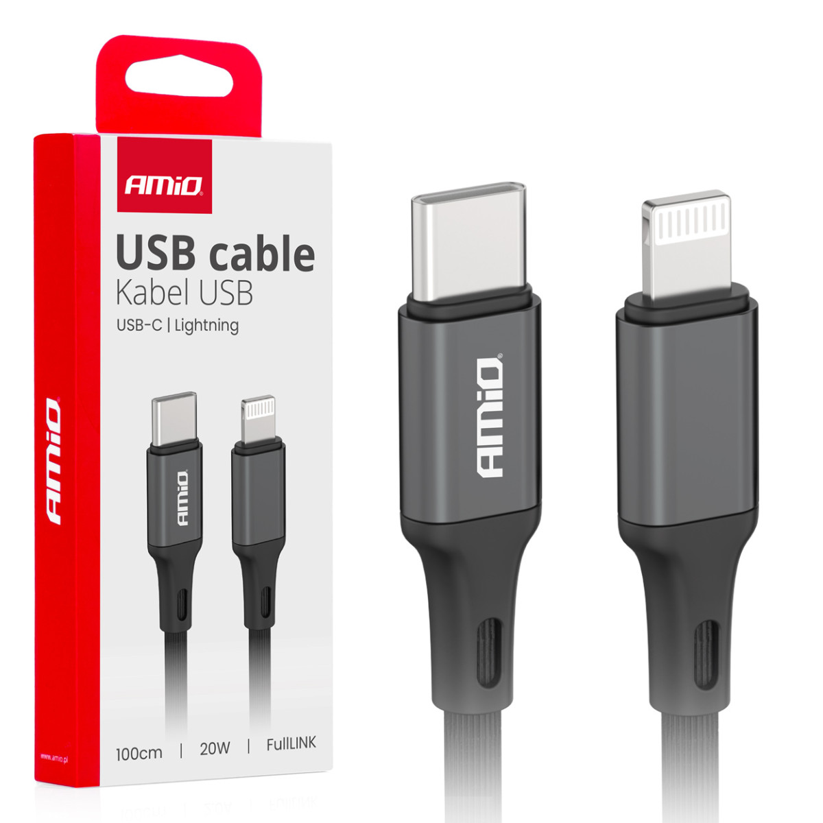 USB-C - Lightning cable PD 20W 100 cm FullLINK AMIO-03904