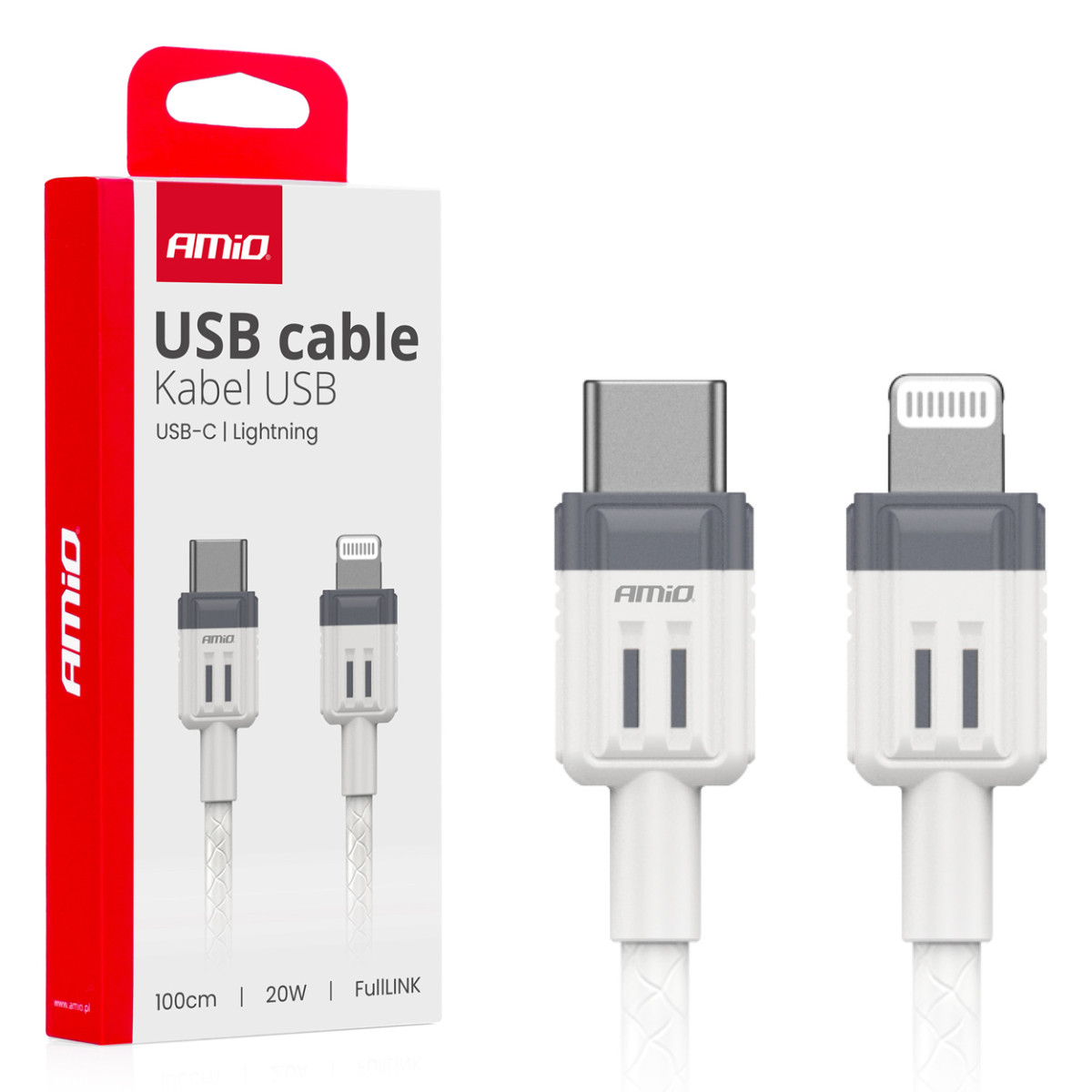 USB-C to Lightning iPhone cable 20W 100 cm FullLINK AMIO-03910