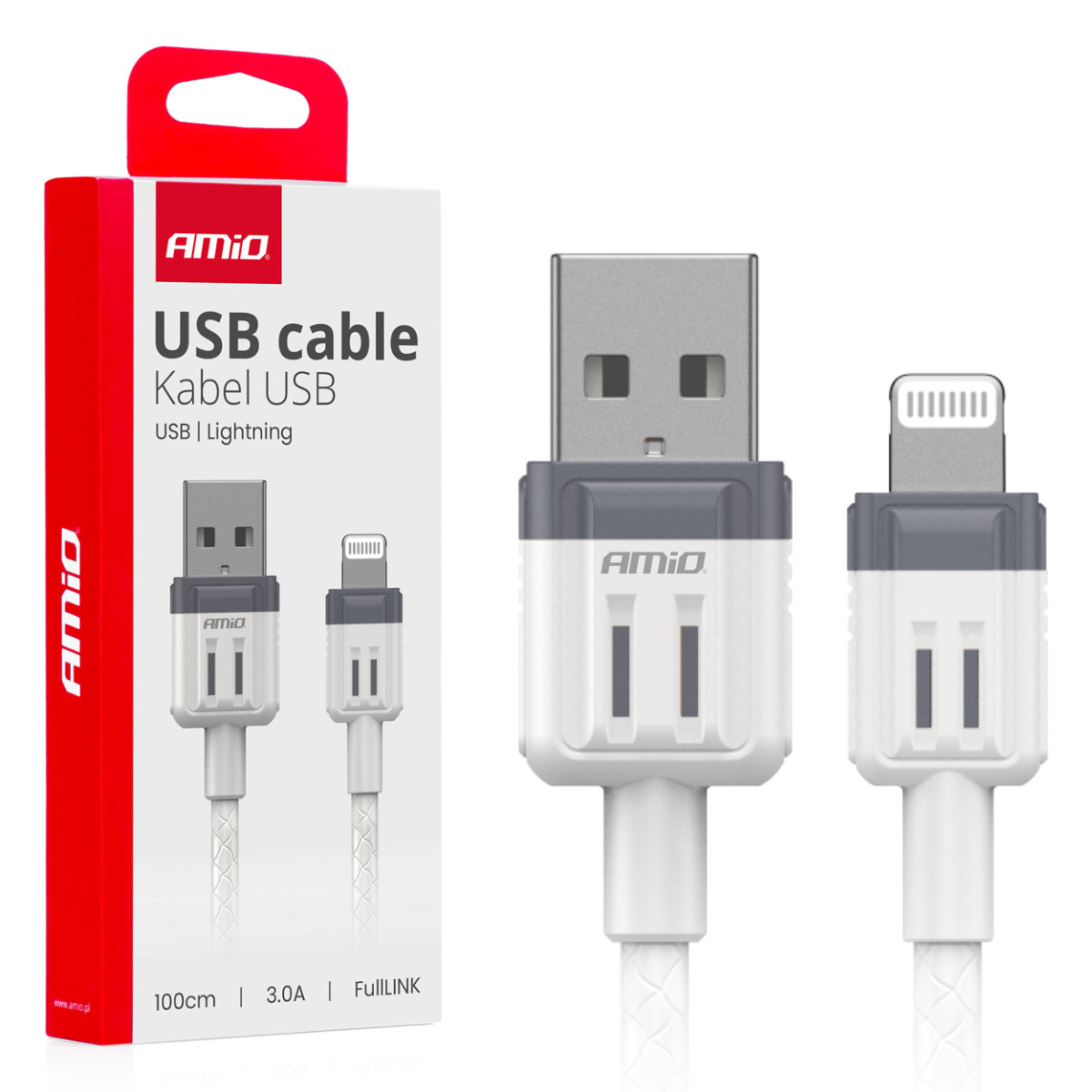 USB-A to Lightning cable iPhone 3A 100 cm FullLINK AMIO-03907