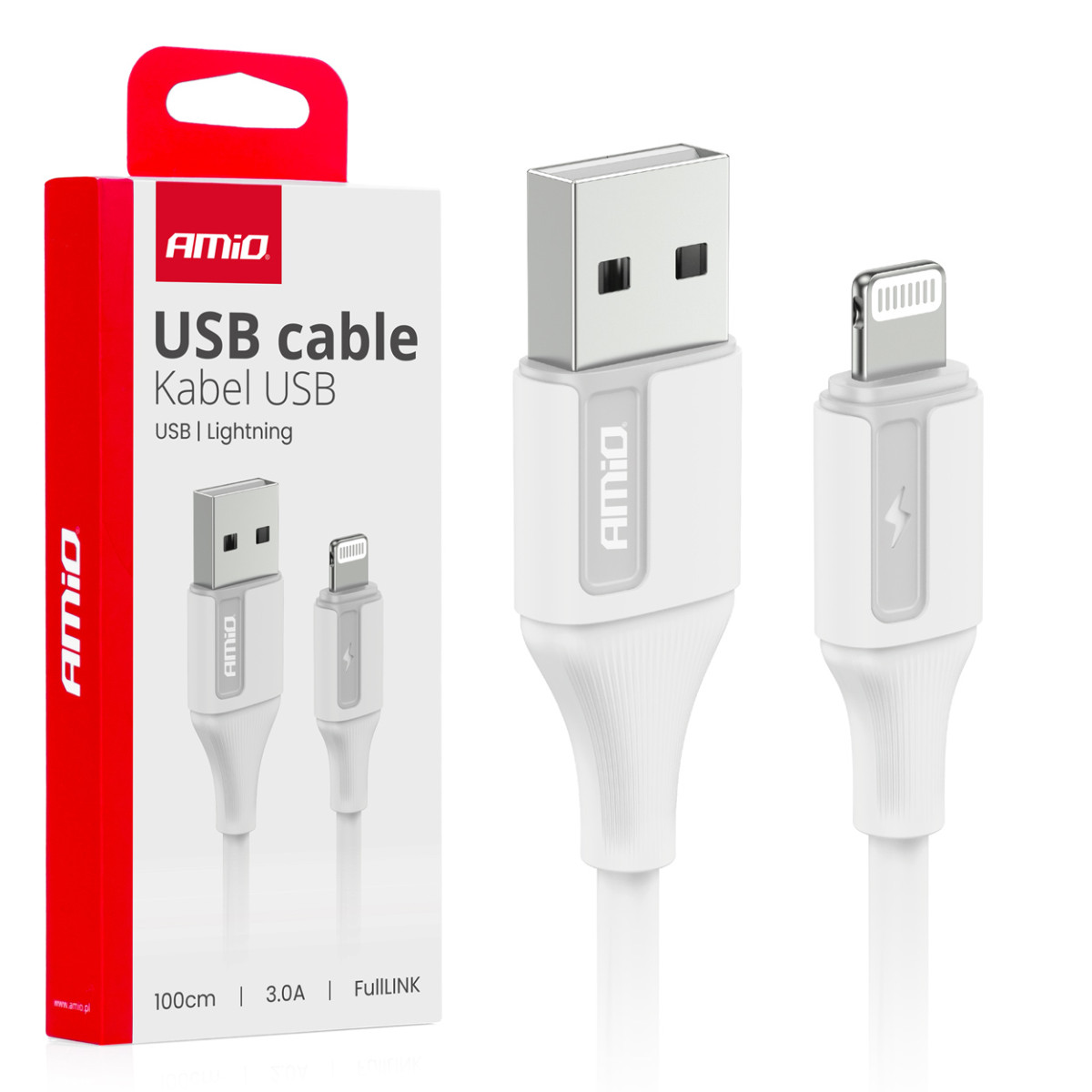 USB-A to Lightning cable iPhone 3A 100 cm FullLINK AMIO-03919