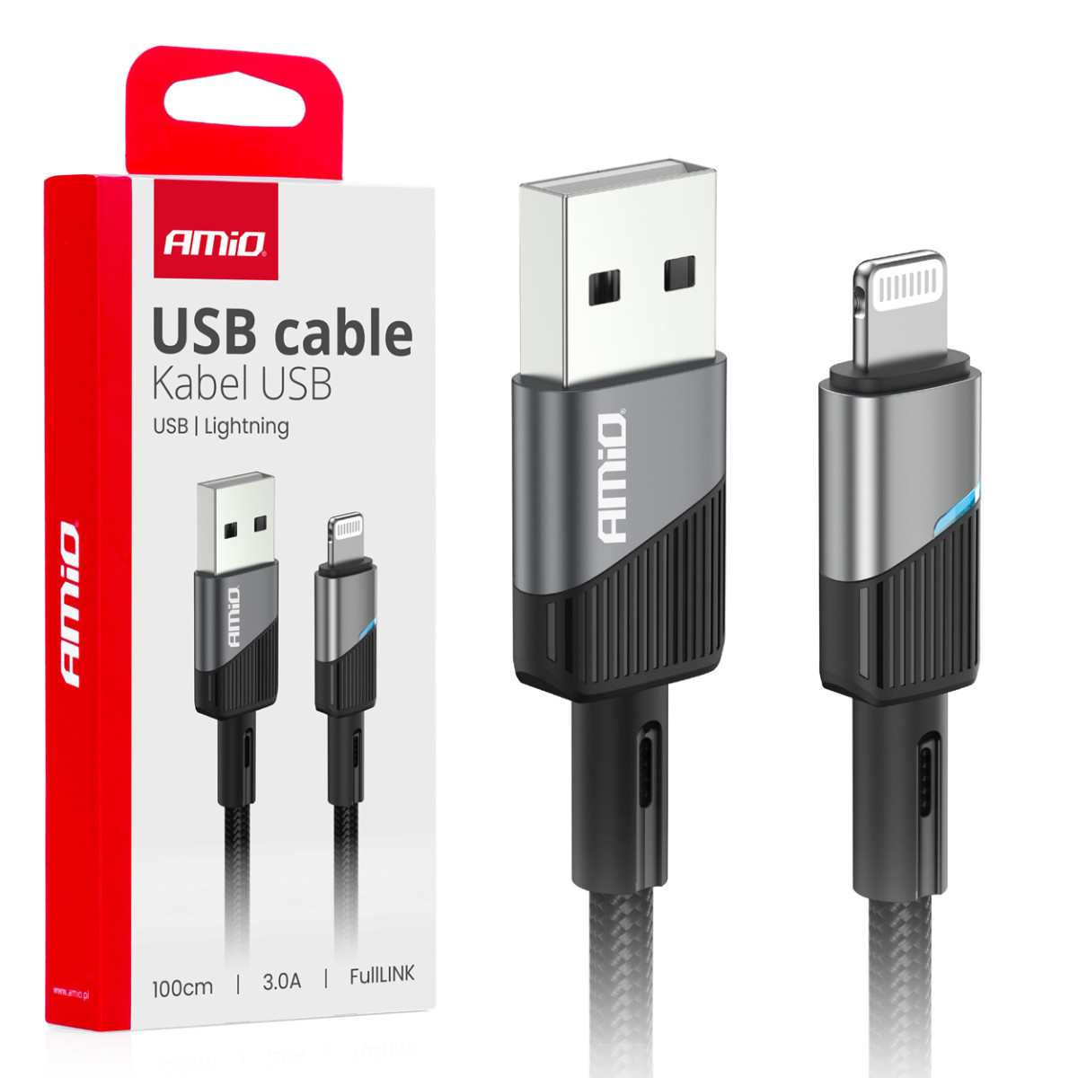 USB to Lightning cable 3A 100 cm FullLINK AMIO-03925