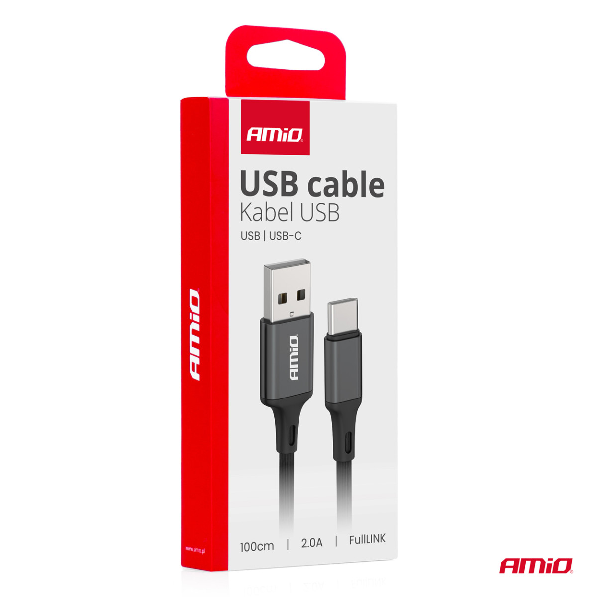 USB - USB-C cable 2A 100cm FullLINK AMIO-03899