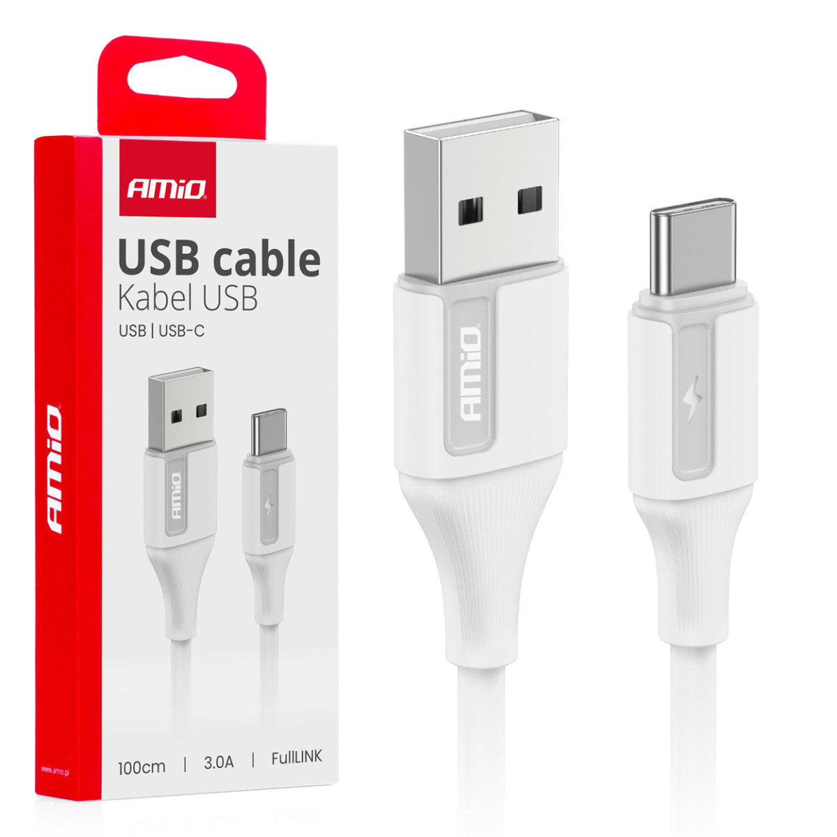 USB-A to USB-C cable 3A 100 cm FullLINK AMIO-03917