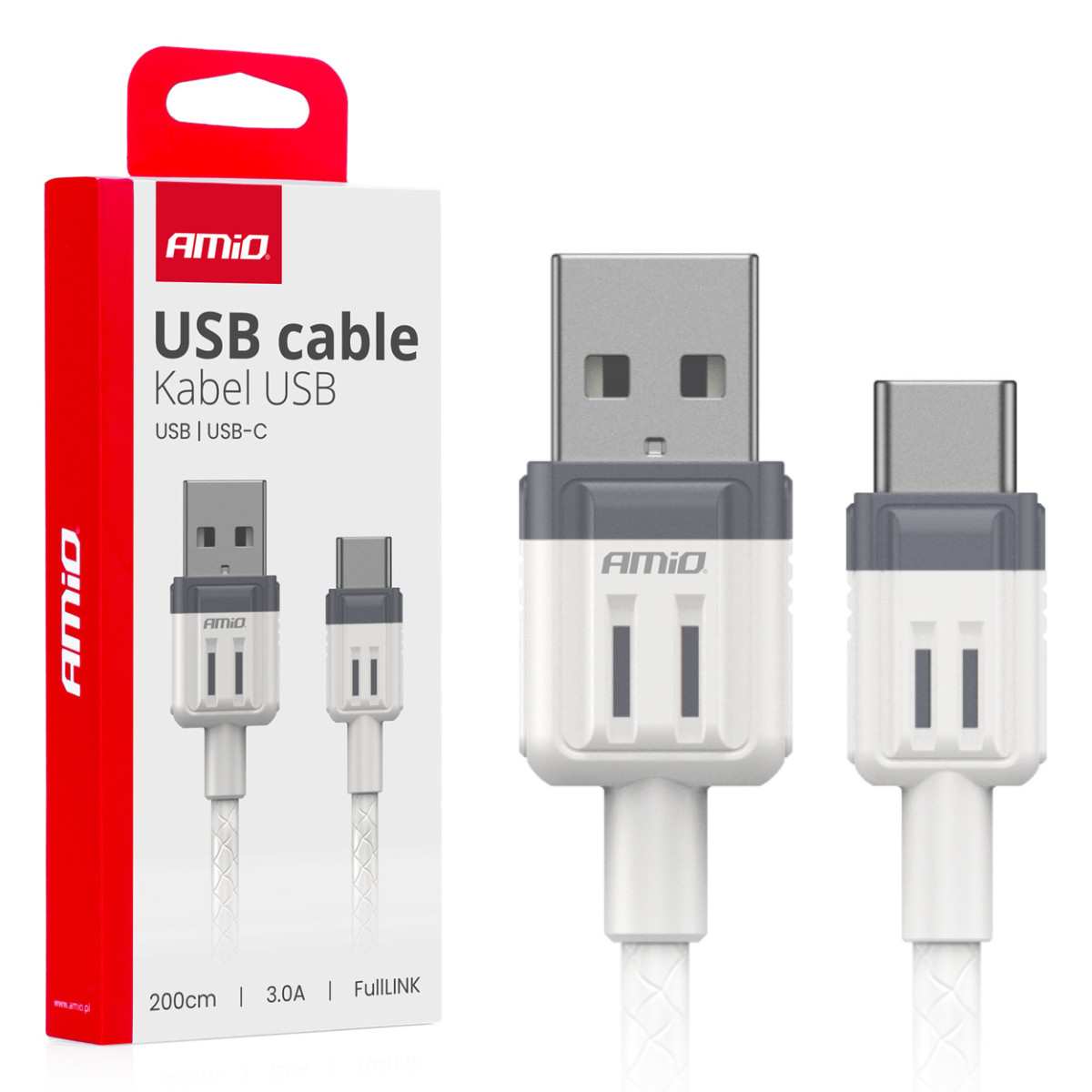 USB-A to USB-C charging cable 3A 200 cm FullLINK AMIO-03906