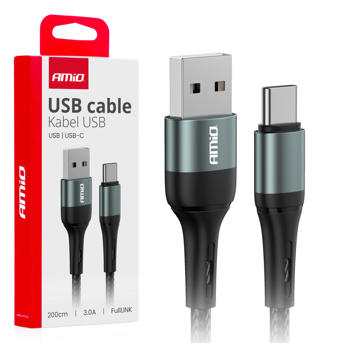 USB-A to USB-C cable 3A 200 cm FullLINK AMIO-03912