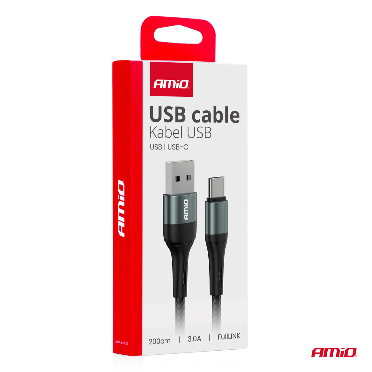 USB-A to USB-C cable 3A 200 cm FullLINK AMIO-03912